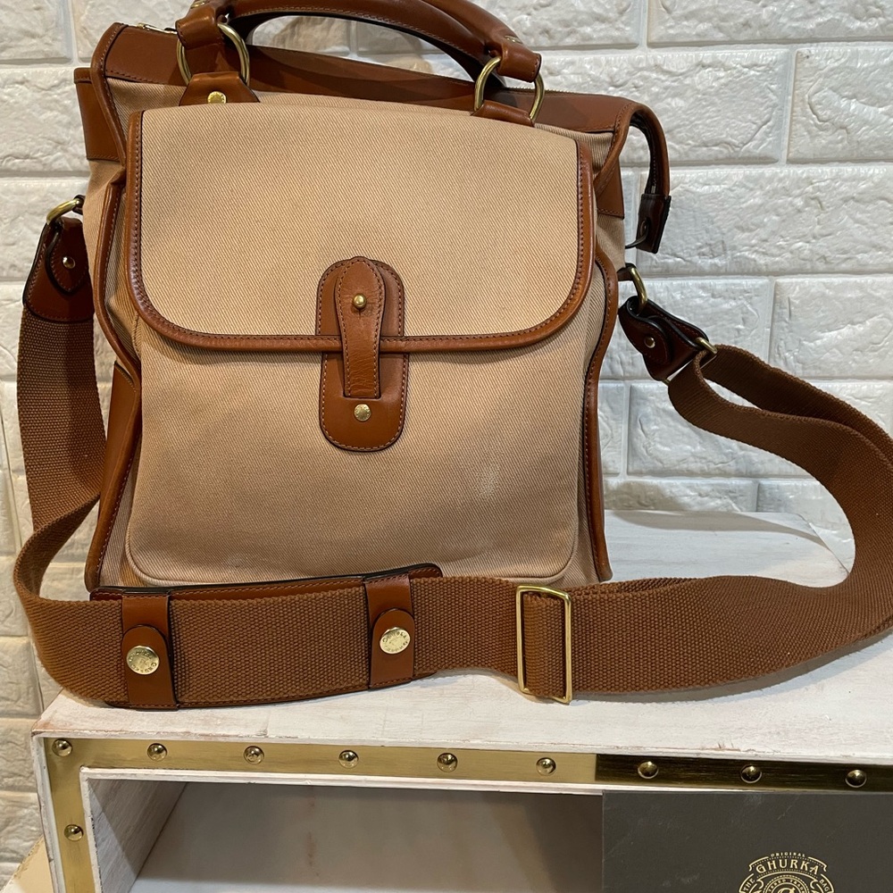 Ghurka leather and canvas bag